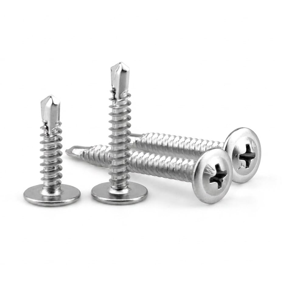 #10 x 1-1/2 (80 Pack) Sheet Metal Screws, 410 Stainless Steel Truss Head Self-Tapping Screws for Metal, Plastic & Wood, Phillips Drive, High Strength Self Drilling Screws