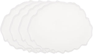 4pcs Silicone Coaster Molds for Epoxy Resin Oval Agate Geode Epoxy Resin Coaster Molds for Making DIY Craft Projects, Cups Mats, Candle Holder, Home Decoration, White