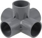 5-Way Elbow PVC Pipe Fitting Furniture Grade 32mm Size Tee Corner Fittings Gray 2Pcs