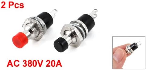 2 Adet 2 Terminalli SPSD 6.7mm Çaplı Pushbutton Anahtar, AC 380V 20A