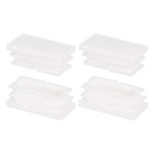 1.57 x 0.8 Inch Rectangle Plastic Plug, 4 Pcs White Pipe Tubing End Cap Plastic Plug Cap Insert Glide Insert for Metal Tubing Fence Table Chairs Furniture, White