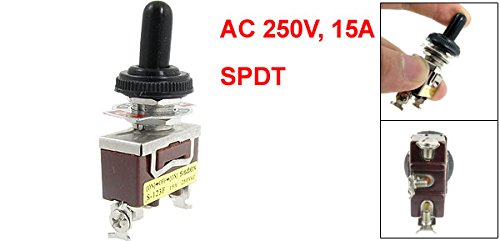 ON/Av/ON ögonblicklig SPDT växelswitch med vattentät sko, AC, 250V, 15 Amp