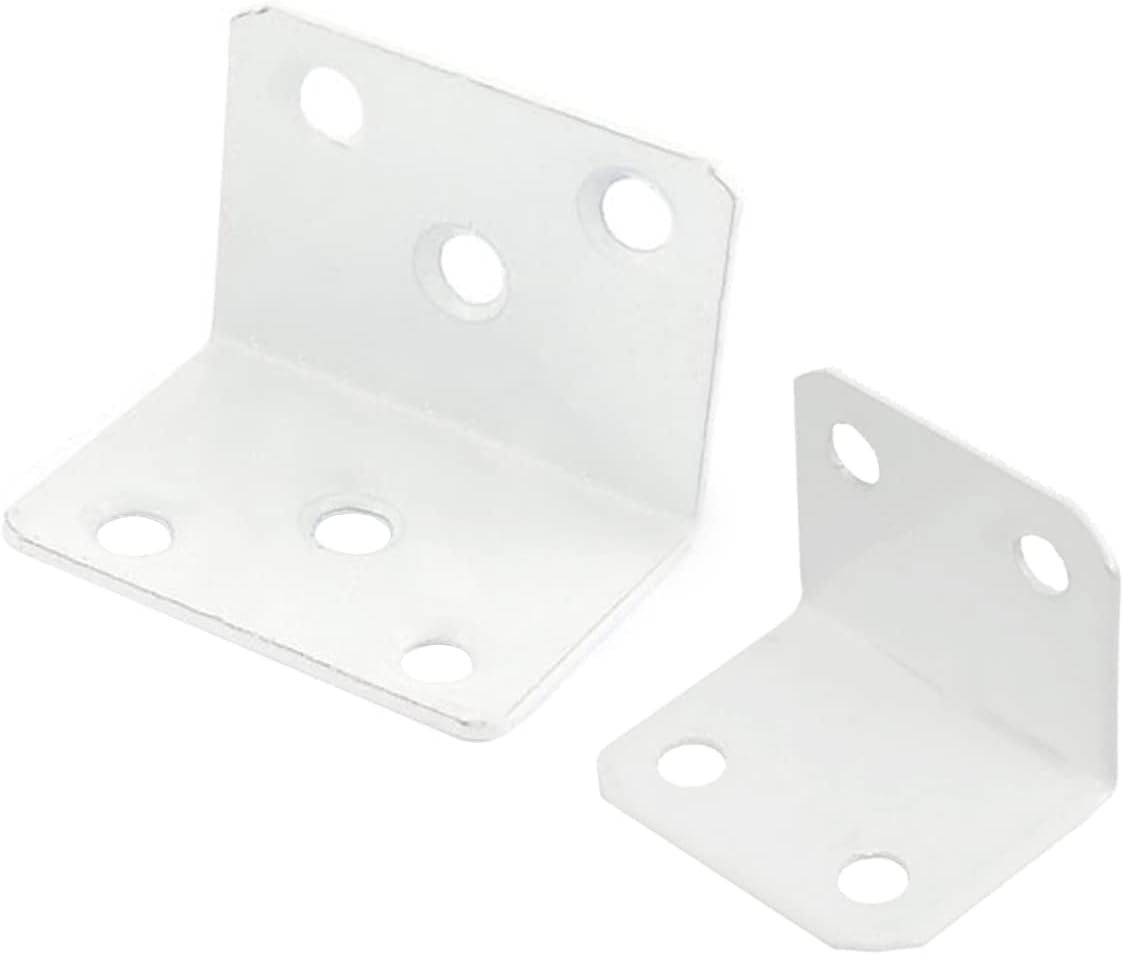 L Shape Corner Braces, Carbon Steel 90 Degree Right Angle Bracket White (31x26x26mm 4Pcs, 37x29x29mm 10Pcs)