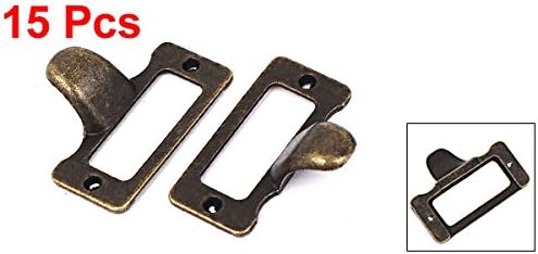 Labelhouder trekhandles, Vintage labelframe deurschroeven voor kast lade, bronskleur 48x22mm 15stks