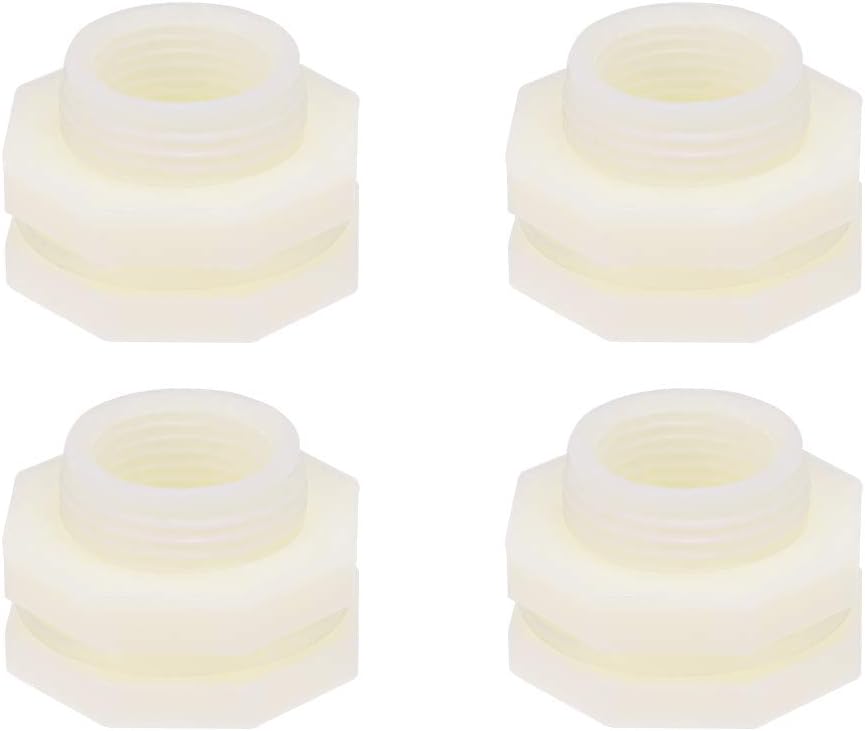 ABS Bulkhead Tank Fitting Adapter for Rain Bucket Aquariums Water Tanks Ponds G1/2 Female 4Pcs