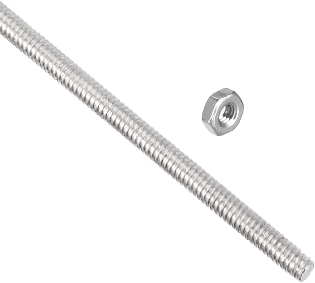 M2 x 250mm Threaded Rod 304 Stainless Steel W M2x0.4mm Metric Coarse Thread Hex Nuts 100PCS Kit
