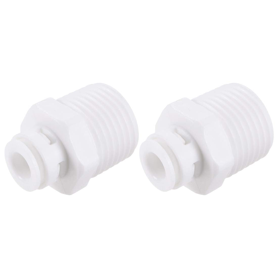 Quick Connector G1/2 Male Thread to 1/4" Tube, Straight Connect Fittings for Water Purifier, 30mm White 2Pcs
