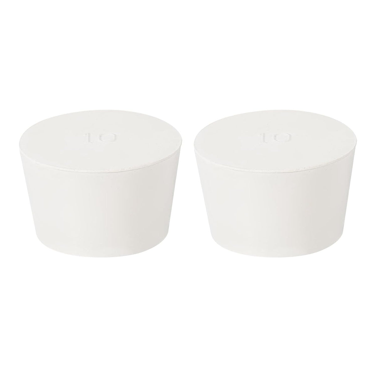 2Pcs Solid Rubber Stoppers, White 10# Tapered Lab Plugs Lab Seal Tube Stopper Plug for Industry and Laboratories, 52x43x32mm
