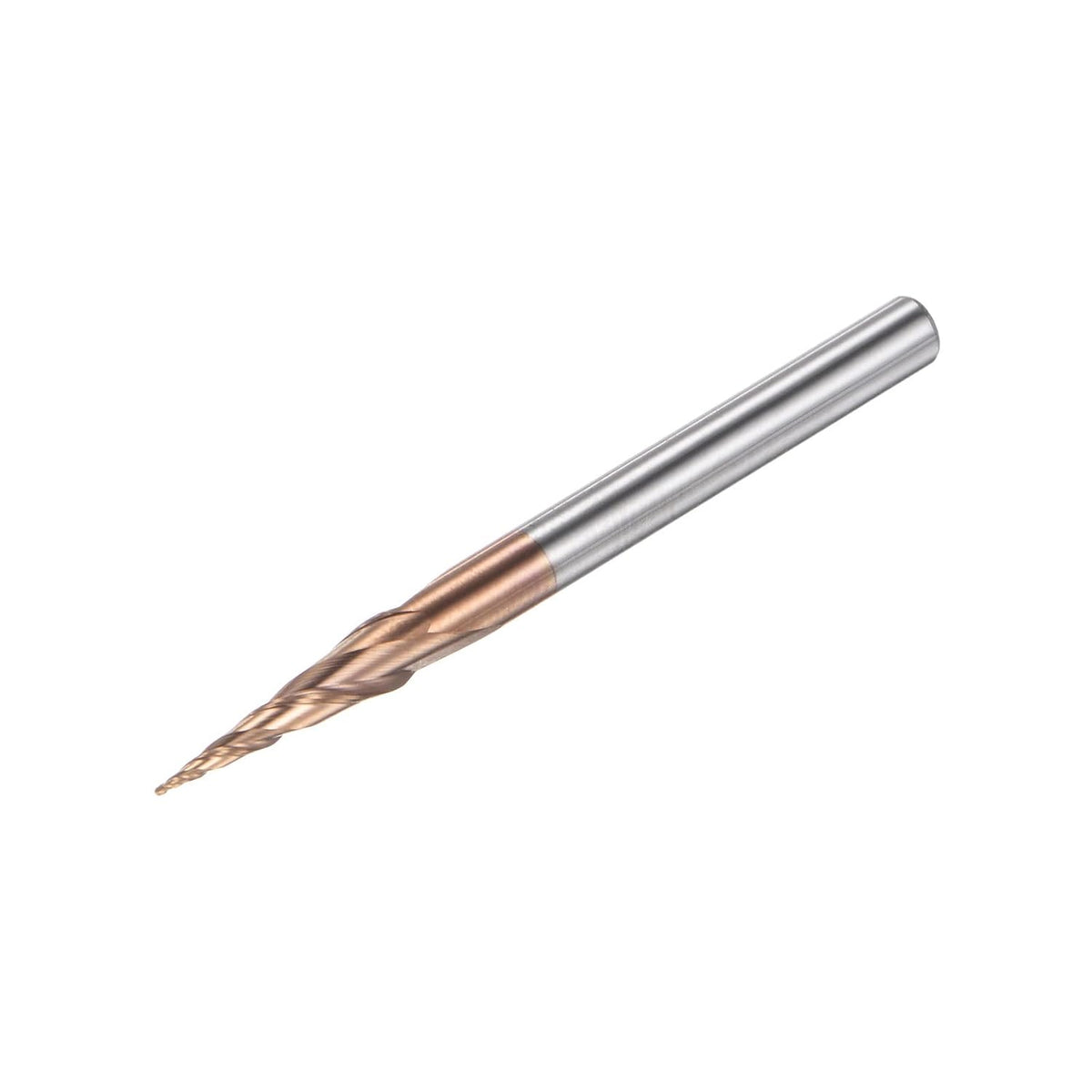 Tapered Ball Nose End Mill, TiSiN Coated Solid Carbide 2 Flute Spiral Milling Cutter, 0.25mm Radius, 0.5mm Diameter, 4mm Shank, 50mm Length, 13.3 Degree Angle
