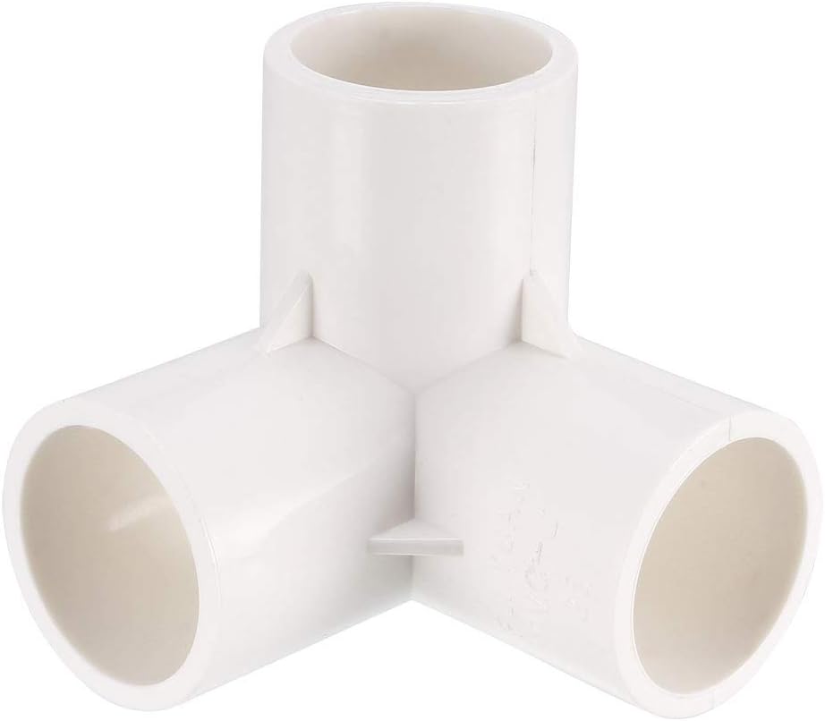 3 Way Elbow PVC Pipe Fitting Furniture Grade 25mm Size Tee Corner Fittings White 10pcs