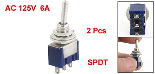 AC 125V 6 Amp ON/ON 2 Posisjon 3 Pinne SPDT Mini Blysteskift