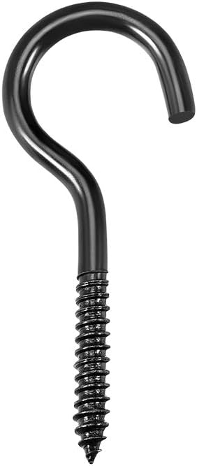 1.5" Screw Eye Hooks Self Tapping Screws Screw-in Hanger Eye-Shape Ring Hooks Black 30pcs