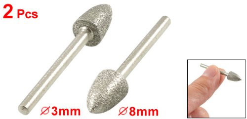 2 x 8mm Taperet Næse 3mm Stilk Diamantmonteret Kugle Skæring Bits