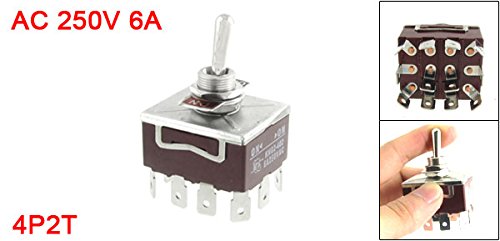 12 Pins ON/ON 2 Pozisyon 4P2T Düğme Anahtarı, AC 250V, 6 Amp