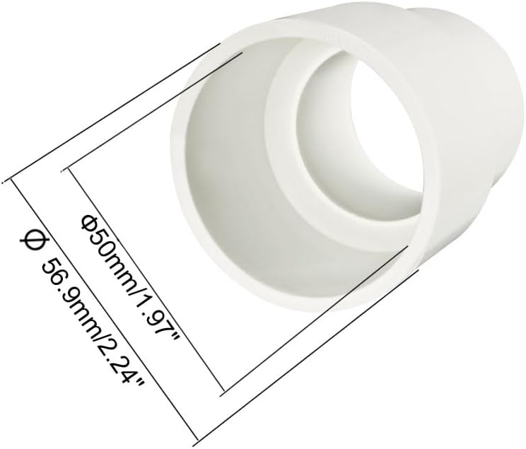 PVC DWV Reducing Coupling Pipe Fitting Schedule 40mm to 50mm Hub 2pcs