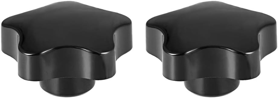 Star Knob Grip Handle M12 Diameter Brass Insert Female Thread Set of 2 Black