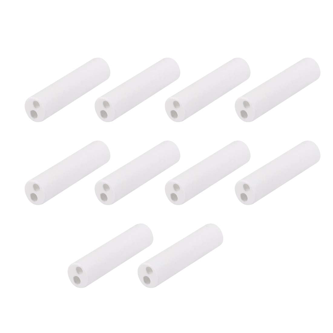 1.7mm Dia Ceramic Insulation Tube Twin Bore Alumina Porcelain High Temperature Insulator Pipe for Heating Element 10 Pcs