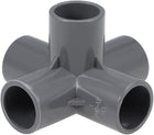 5-Way Elbow PVC Pipe Fitting Furniture Grade 20mm Size Tee Corner Fittings Gray 5Pcs