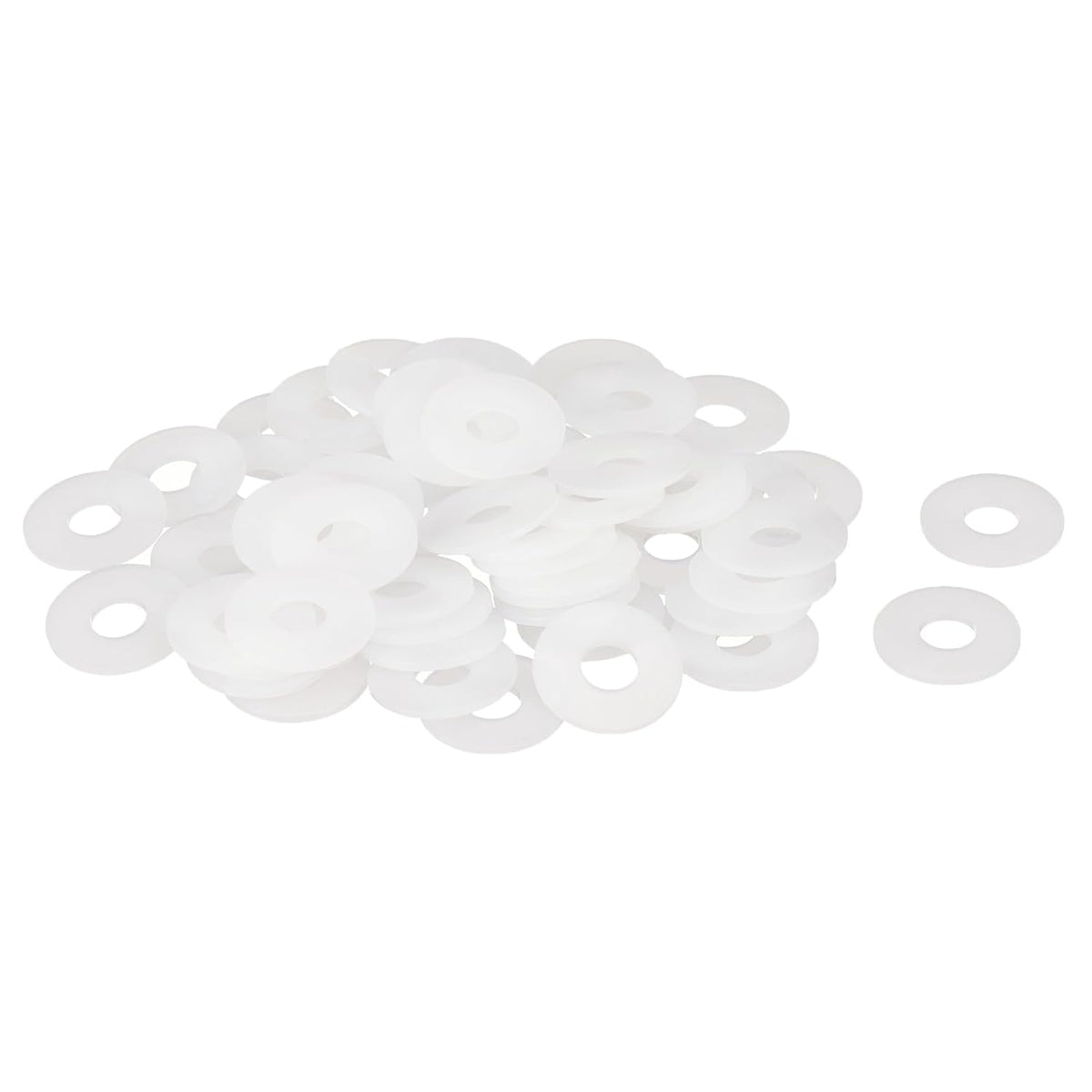 60Pcs M6 Nylon Flat Washers 6mm ID 16mm OD 1.5mm Thick Plain Washer Grommets Plastic Sheet Gasket Fastener Sealing Spacer Gasket Ring, White