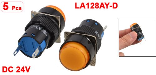 LinkMejor DC 24V Panel Mount Abnormal Signal Indicator Lamp 5 Pcs Orange Light