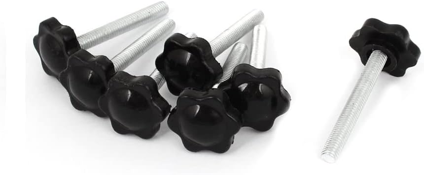 8 Pcs Black Spare Part M6 x 45mm Male Threaded Knurled Grip Star Knob