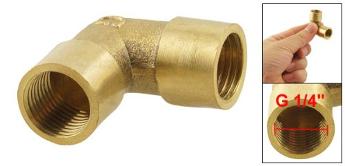 Raccord d'adaptateur à bride femelle filetée de 1/4" avec angle de 90 degrés en or