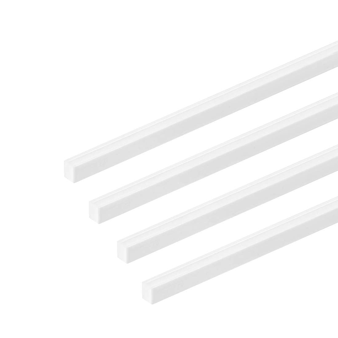4 pcs ABS Plastic Square Bars Rod 4mm×4mm×20 inch ABS Plastic Square Bar Rod for Architectural Model Making DIY White