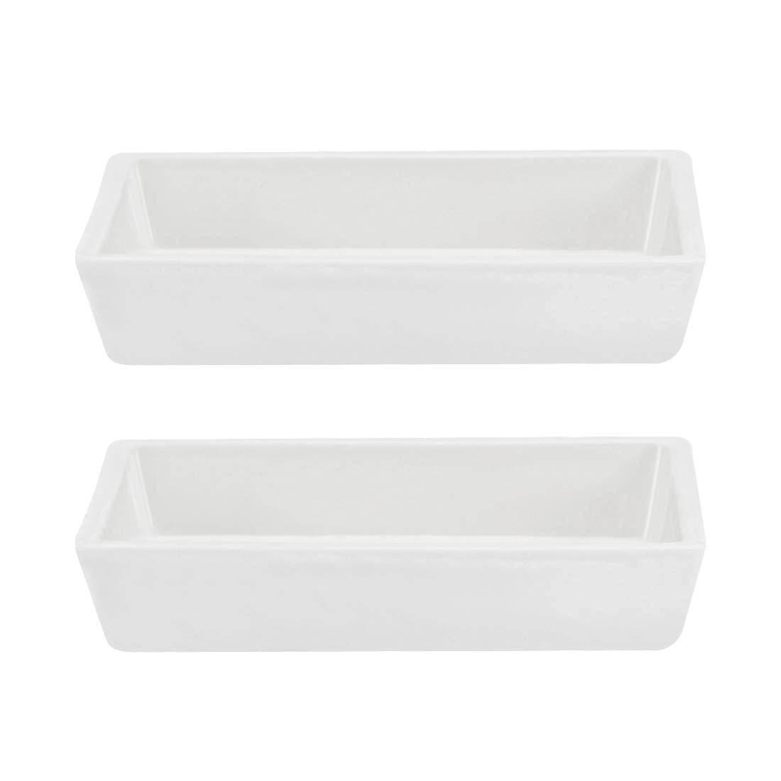 Porcelain Crucible 60ml Rectangular Boat Sample Holder 91x62x19mm for Melting Refining 2pcs
