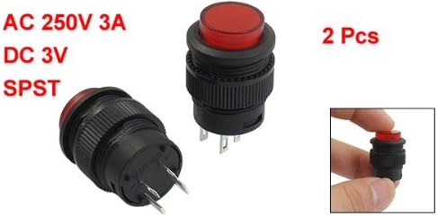 2 Pcs 4 Terminals Lampe LED Rouge Bouton Poussoir Momentané Interrupteur DC 3V