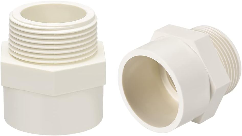 50mm Slip X G1-1/2 Male Thread PVC Pipe Fitting Adapter Connector 2Pcs