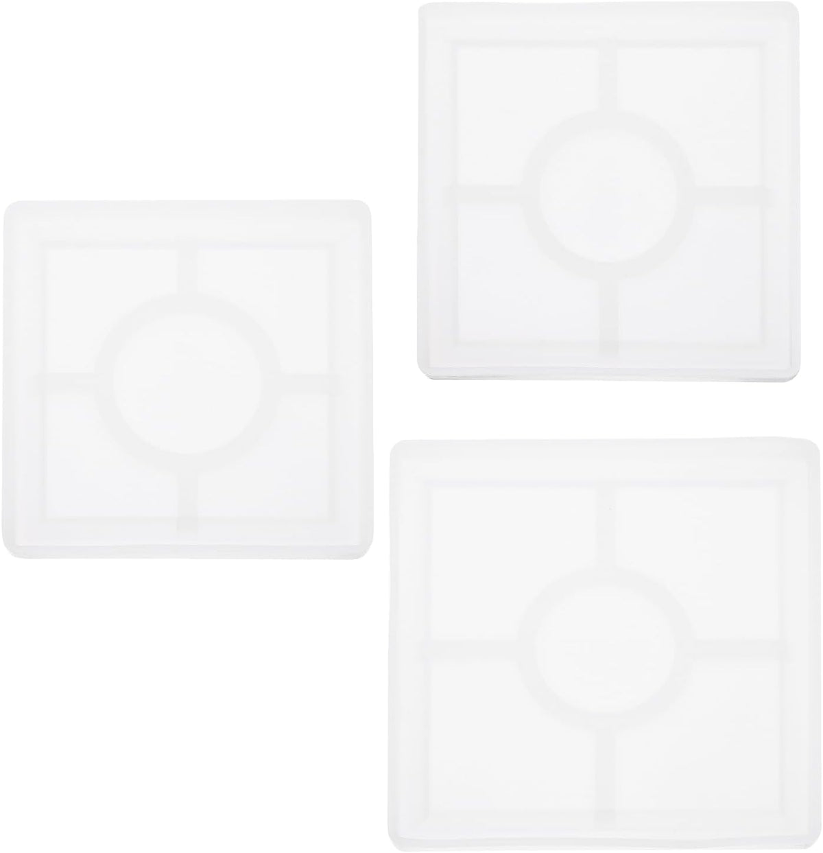 3 Pcs Square Coaster Silicone Resin Mould, Tray Moulds for Resin Casting, Epoxy Resin Moulds for Coasters Trays DIY Art Cup Bowl Mats, Candle Holder, Home Decoration, White