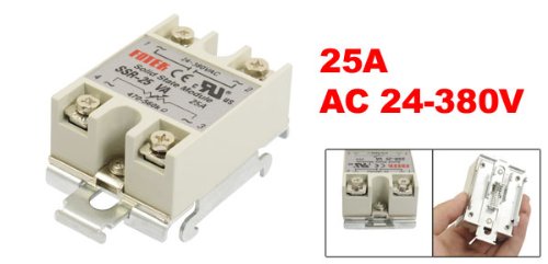 Relais solide réglable de type résistance monophasé SSR pour rail DIN, 25 Ampères