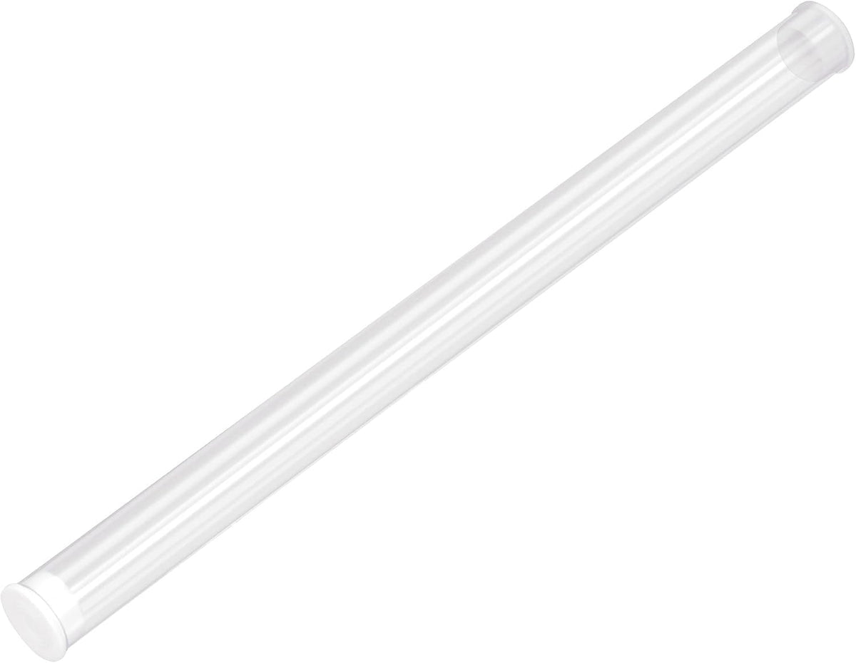 2pcs Rigid Round Clear Tubing 15mmx16mmx225mm Plastic Storage Transparent Tube with White Lids