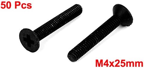 M4x25mm Phillips Nylon Porautusruuvipää Sruuva Musta 50Kpl