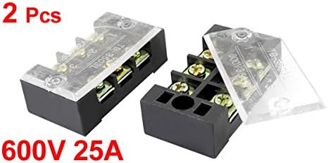 2 stk. 600V 25A 3-positionsskru elektrisk barriere terminalblok
