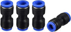4pcs Push to Connect Fittings Tube Connect 15/32" to 25/64" OD Reducing Straight Union Push Fit Fittings Tube Fittings Push Lock Blue