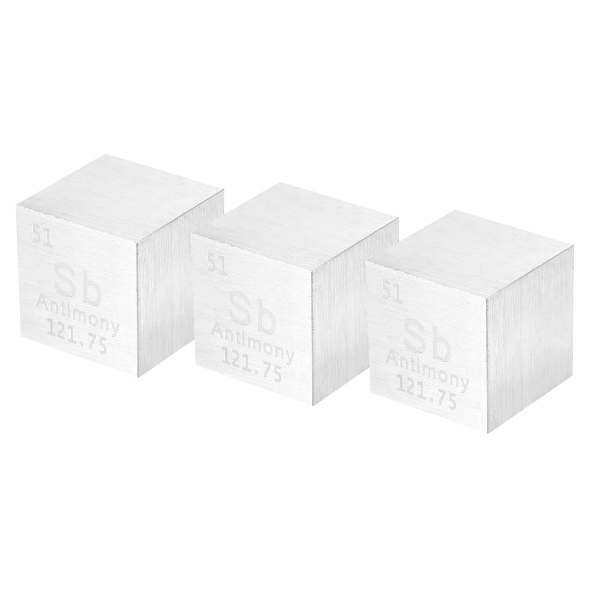 3 Pcs Antimony, 1 Inch High Density Metal Element Metal Density for Chemical Elements Collection Science Education Experiment Application, Silver