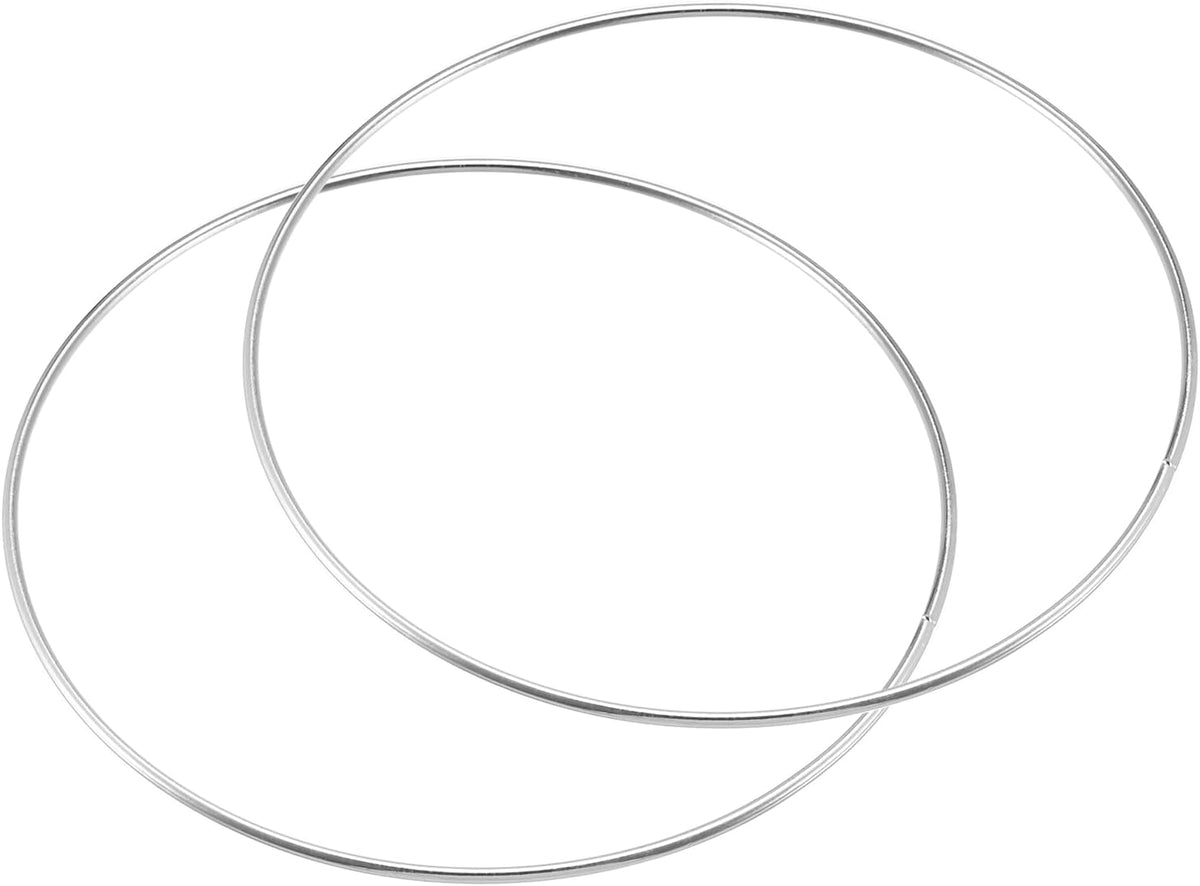 160mm(6.3") OD Metal O Ring Non-Welded Craft Hoops for DIY Silver Tone 2pcs