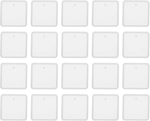 20 Pcs Square Resin Moulds, Silicone Epoxy Mould Kit with Hole for Pendant Keychains Ornament Jewelry Resin Art Crafts Making DIY Crafts, Pink