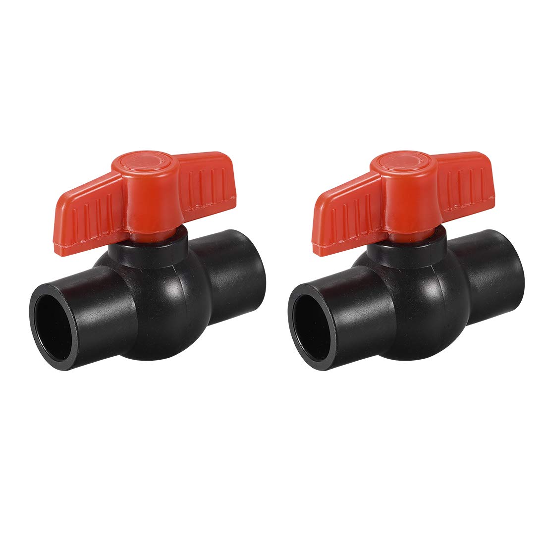Ball Valve, 1/2" Slip PE Socket End Valve T-Handle Water Shut-Off Valve for Irrigation and Water Treatment Black Red 2Pcs