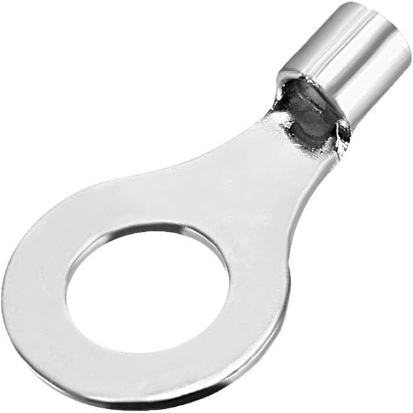 Copper Wire Lugs,16-14AWG RNB2-6L,Bolt Hole,Battery Cable Ends Eyelets Crimp Tubular Ring Terminals Connectors Silver Tone 20Pcs