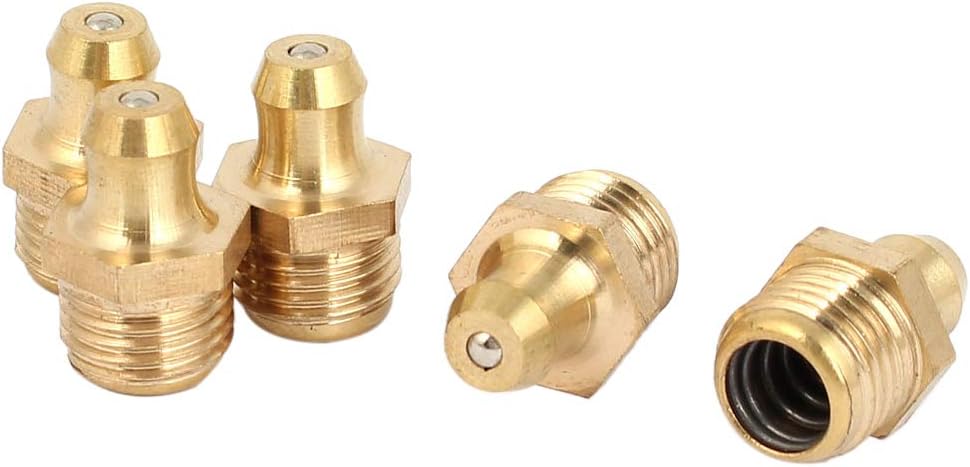 M10 Male Thread 1.0mm Pitch Straight Brass Zerk Grease Nipple Fittings 5 Pcs