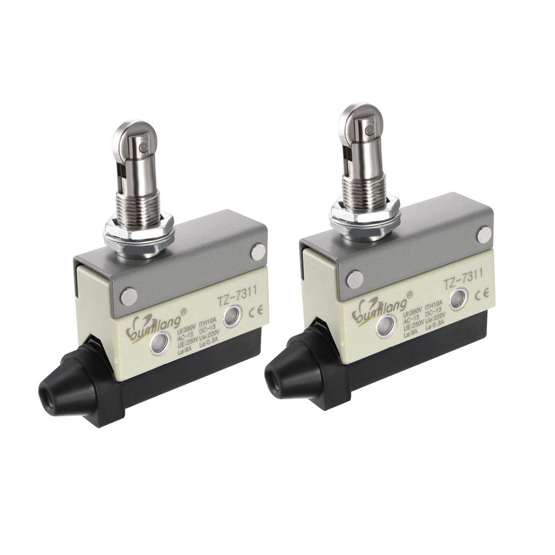 2PCS TZ-7311 SPDT 1NO+1NC Panel Mount Roller Plunger Type Momentary Micro Limit Switches