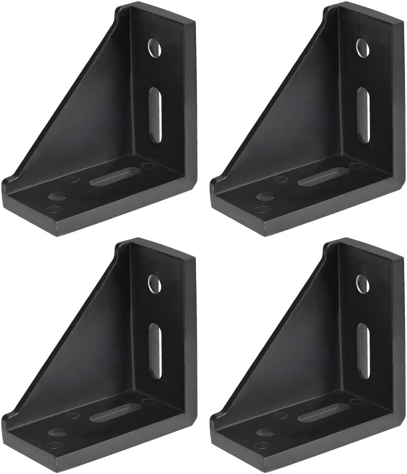 Inside Corner Bracket Gusset, 80mm x 80mm for 4040 Series Aluminum Extrusion Profile, 4 Pcs (Black)