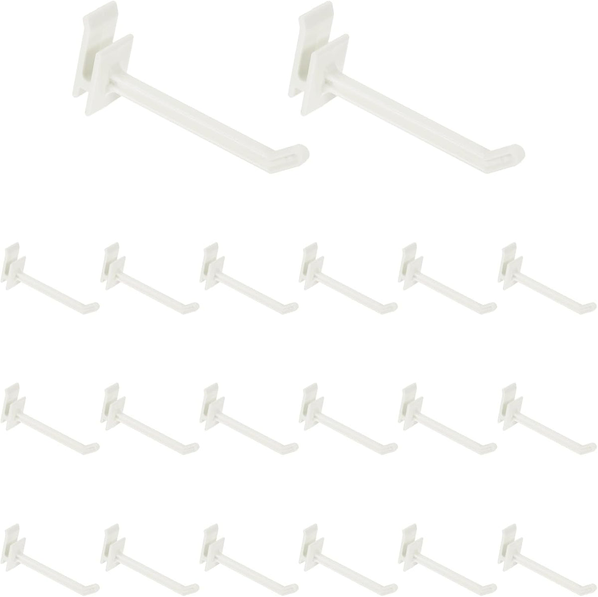 20Pcs Slat Wall Panel Hooks, 3 Inch Plastic Slat Wall Accessories Gridwall Hooks Shelves Hanging Accessories for Kitchen Tool Organization Gridwall Craft Room Retail, White