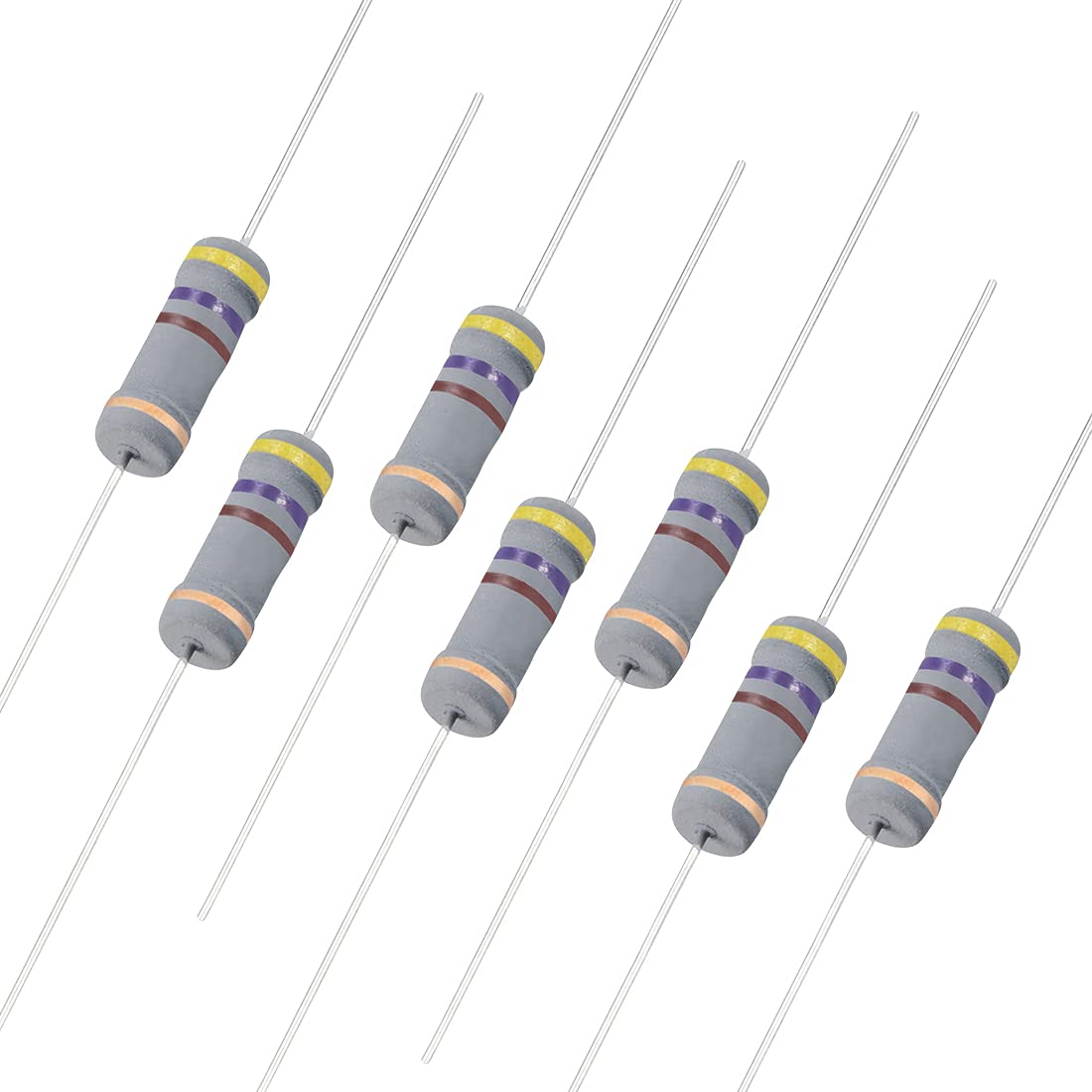100Pcs 470 Ohm Resistor, 2W 5% Tolerance Carbon Film Resistors, 4 Bands for DIY Electronic Projects and Experiments