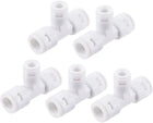 Quick Connector 3 Way T Type 3/8"x3/8"x1/4" Push Fit Connect Fittings for RO Water Purifier, 54x35mm White 5Pcs