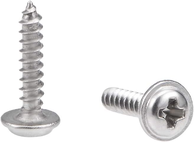 2x10mm Self Tapping Screws Phillips Pan Washer Head Screw 304 Stainless Steel Fasteners Bolts 50Pcs
