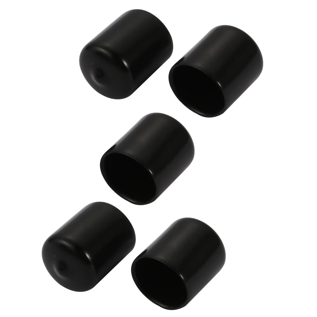 5pcs 20mm Inner Dia PVC Flexible Vinyl End Cap Screw Thread Protector Cover Black Color