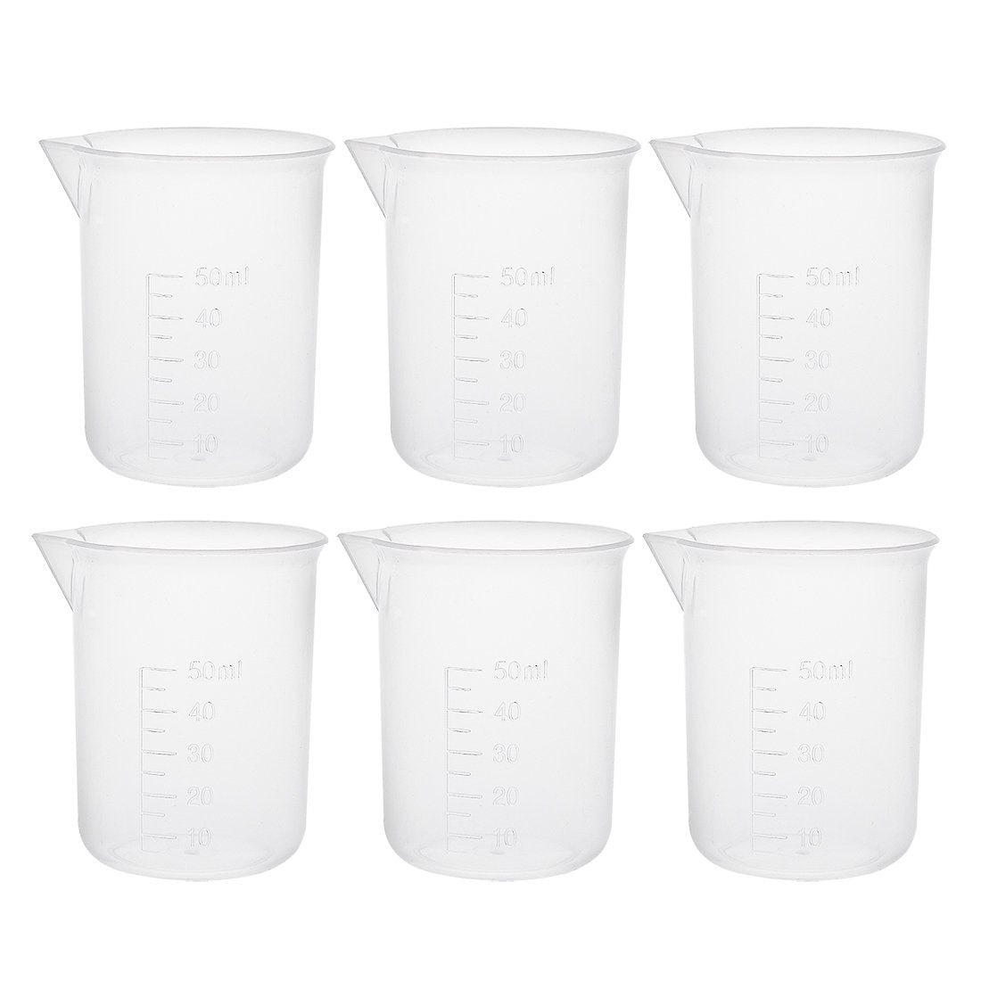 Measuring Cups 50ml PP Plastic Graduated Beaker Transparent for Lab Kitchen liquids 6pcs